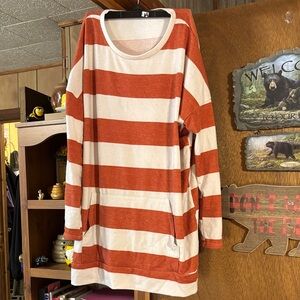 Cozy Striped Orange and Cream Women's Sweater